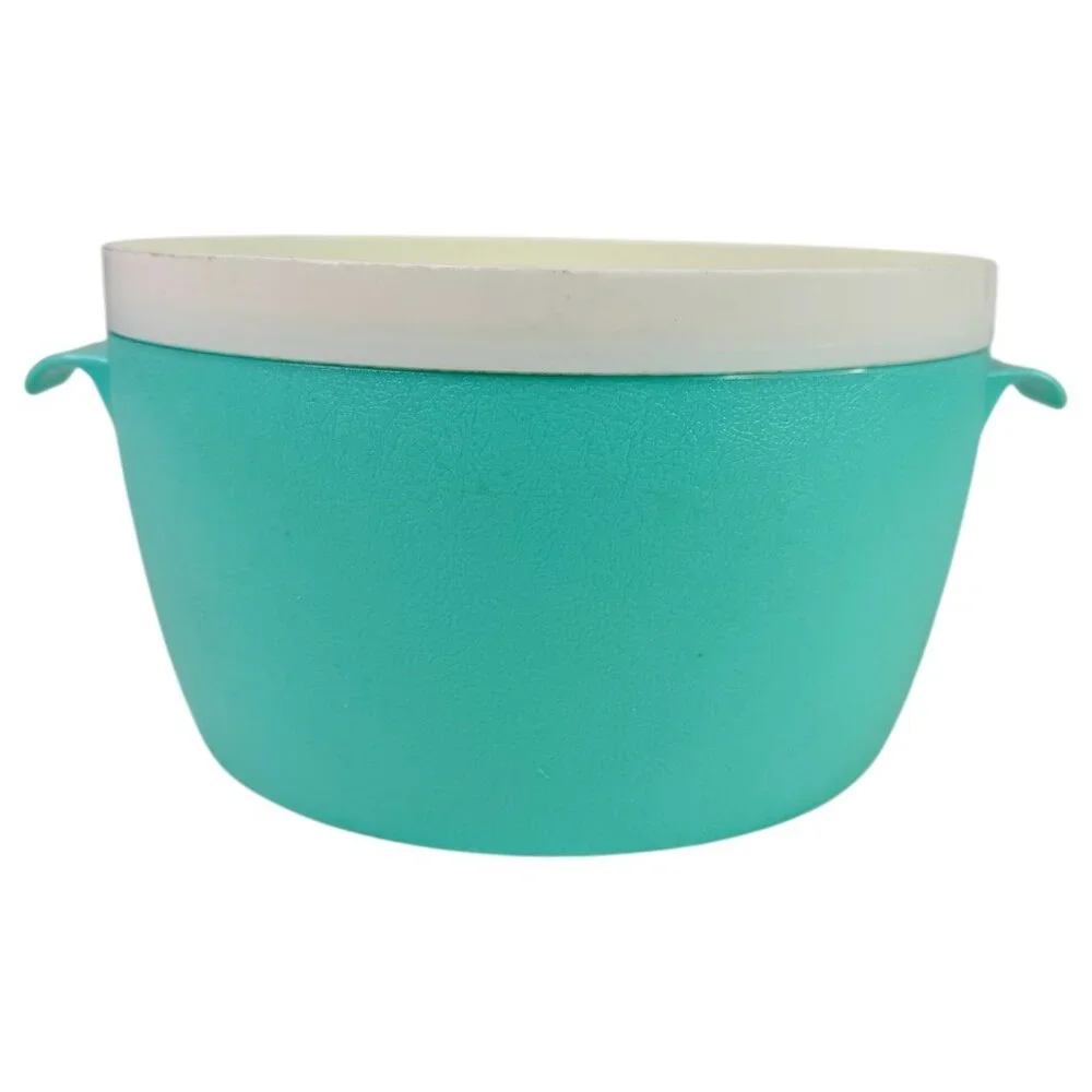Vintage Bolero Therm-O-Ware Turquoise White Ice Bucket Insulated‎ Bowl With Lid